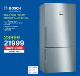 Incredible Connection BOSCH Fridge Freezer Stainless KGN86C130Z offer