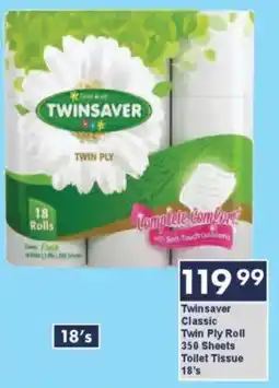 President Hyper Twinsaver Classic Twin Ply Roll 350 Sheets Toilet Tissue offer