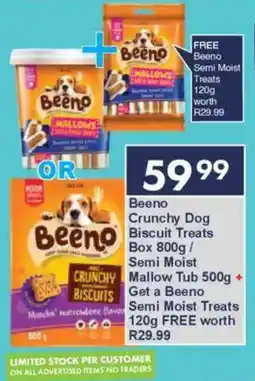 President Hyper Beeno Crunchy Dog Biscuit Treats Box/ Semi Moist Mallow Tub offer