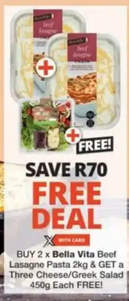 Checkers Hyper Bella Vita Beef Lasagne Pasta offer