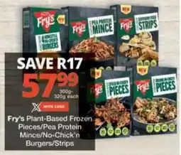 Checkers Hyper Fry's Plant-Based Frozen Pieces/ Pea Protein Mince/ No-Chick'n Burgers/ Strips offer