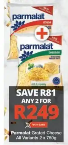 Checkers Hyper Parmalat Grated Cheese All Variants offer