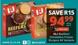 Checkers Hyper I&J Beefers/ Chicksters Frozen Burgers All Variants offer