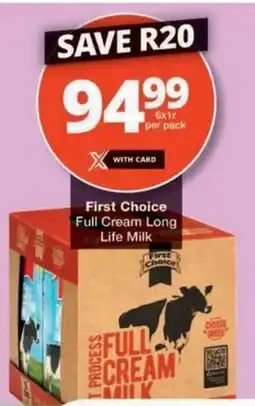 Checkers Hyper First Choice Full Cream Long Life Milk offer