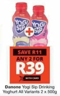 Checkers Hyper Danone Yogi Sip Drinking Yoghurt All Variants offer