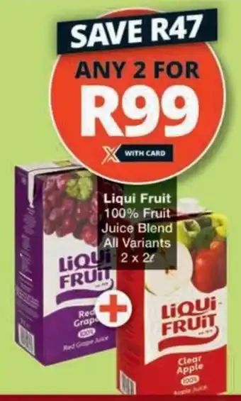 Checkers Hyper Liqui Fruit 100% Fruit Juice Blend All Variants offer