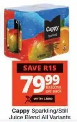 Checkers Hyper Cappy Sparkling/ Still Juice Blend All Variants offer