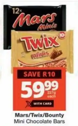 Checkers Hyper Mars/ Twix/ Bounty Mini Chocolate Bars offer