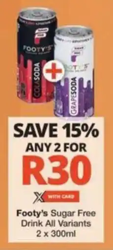 Checkers Hyper Footy's Sugar Free Drink All Variants offer