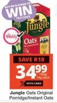 Checkers Hyper Jungle Oats Original Porridge/ Instant Oats offer