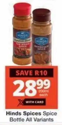 Checkers Hyper Hinds Spices Spice Bottle All Variants offer