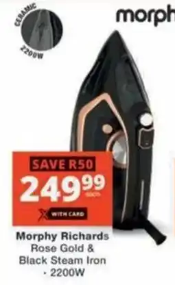 Checkers Hyper Morphy Richards Rose Gold & Black Steam Iron offer