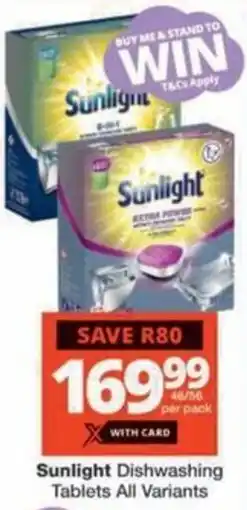 Checkers Hyper Sunlight Dishwashing Tablets All Variants offer