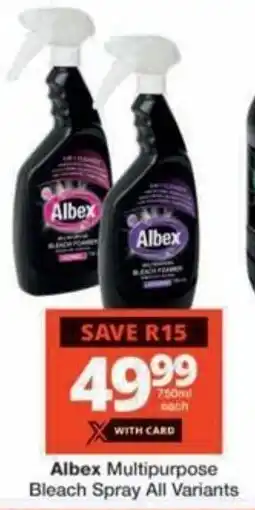 Checkers Hyper Albex Multipurpose Bleach Spray All Variants offer