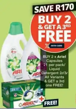 Checkers Hyper Ariel Capsules/ Liquid Detergent offer