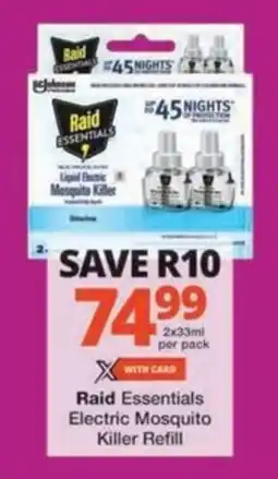 Checkers Hyper Raid Essentials Electric Mosquito Killer Refill offer