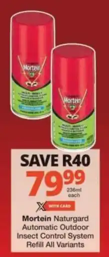 Checkers Hyper Mortein Naturgard Automatic Outdoor Insect Control System Refill All Variants offer