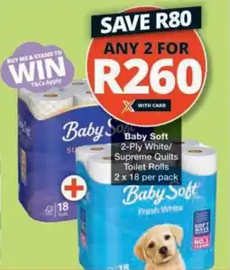 Checkers Hyper Baby Soft 2-Ply White/ Supreme Quilts Toilet Rolls offer