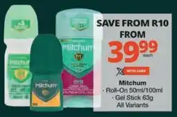 Checkers Hyper Mitchum Roll-On/ Gel Stick offer