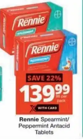 Checkers Hyper Rennie Spearmint/ Peppermint Antacid Tablets offer