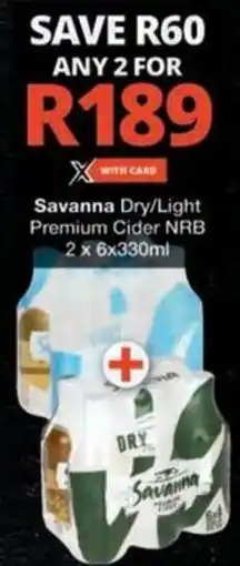 Checkers Hyper Savanna Dry/ Light Premium Cider NRB offer