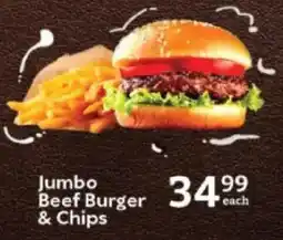 Oxford Freshmarket Jumbo Beef Burger & Chips offer