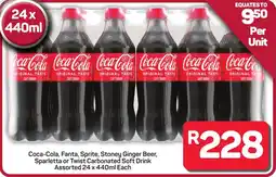 Pick n Pay Hypermarket Coca-Cola, Fanta, Sprite, Stoney Ginger Beer, Sparletta or Twist Carbonated Soft Drink Assorted offer