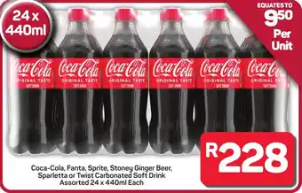 Pick n Pay Hypermarket Coca-Cola, Fanta, Sprite, Stoney Ginger Beer, Sparletta or Twist Carbonated Soft Drink Assorted offer