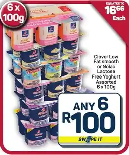 Pick n Pay Hypermarket Clover Low Fat smooth or Nolac Lactose Free Yoghurt Assorted offer