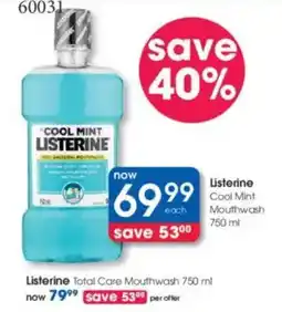 Clicks Listerine Cool Mint Mouthwash offer