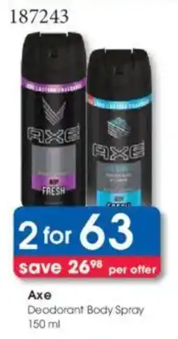 Clicks Axe Deodorant Body Spray offer