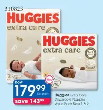 Clicks Huggies Extra Care Disposable Napples Value Pack offer