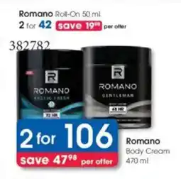 Clicks Romano Body Cream offer