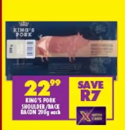 Shoprite KING'S PORK SHOULDER/BACK BACON 200g offer