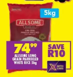 Shoprite ALLSOME LONG GRAIN PARBOILED WHITE RICE 5kg offer