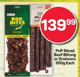 Pick n Pay PnP Sliced Beef Biltong or Droëwors 300g Each offer
