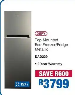 OK Furniture DEFY Top Mounted Eco Freezer/Fridge Metallic offer