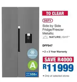 OK Furniture DEFY Side by Side Fridge/Freezer Metallic offer