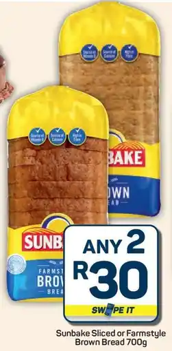 Pick n Pay Hypermarket Sunbake Sliced or Farmstyle Brown Bread 700g offer