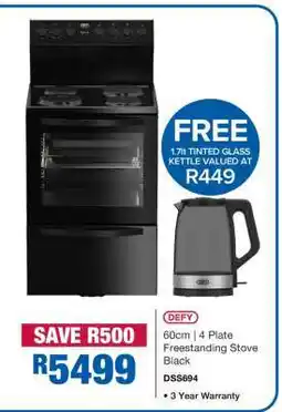 OK Furniture Defy 60cm 4 Plate Freestanding Stove Black offer