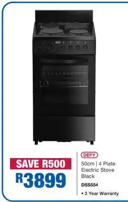 OK Furniture Defy 50cm 4 Plate Electric Stove Black offer