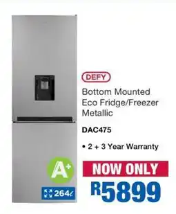 OK Furniture DEFY Bottom Mounted Eco Fridge/Freezer Metallic offer