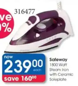 Clicks Safeway 1800 Watt Steam Iron with Ceramic Soleplate offer