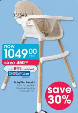 Clicks BabyWomb World 2-in-1 Convertible Baby High Feeding Chair with Tray offer
