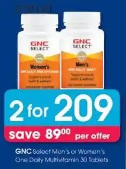 Clicks GNC Select Men's or Women's One Daily Multivitamin offer