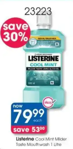 Clicks Listerine Cool Mint Milder Taste Mouthwash offer