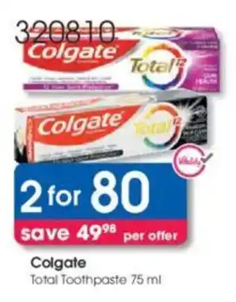 Clicks Colgate Total Toothpaste offer