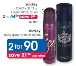 Clicks Yardley Body Spray offer