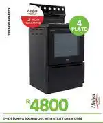 Fair Price Univa 4 Plate 60cm Stove With Utility Draw U116B 21-476 offer