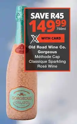 Checkers Old Road Wine Co. Gorgeous Méthode Cap Classique Sparkling Rosé Wine offer